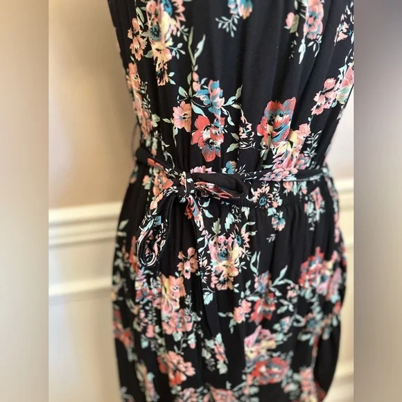 Xhilaration Women’s Black Floral Faux Wrap High Low Dress - Medium - Picture 6 of 10